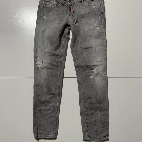 Dsquared2 Dsquared Super Skinny Cropped Gray Denim Destressed Jeans Italy 40 - Picture 5 of 10